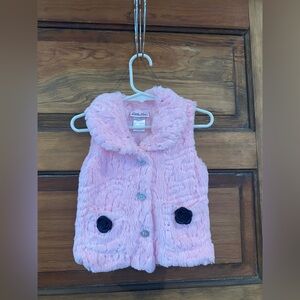 Little Lass Pink Furry Vest with Sparkle Details